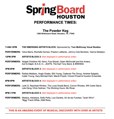 Schedule Springboard Houston